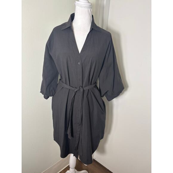 Brochu Walker Black Half Sleeve Button Up Shirt Dress Sz S - Picture 1 of 4